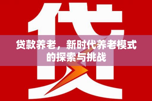 唐县贷款养老，新时代养老模式的探索与挑战